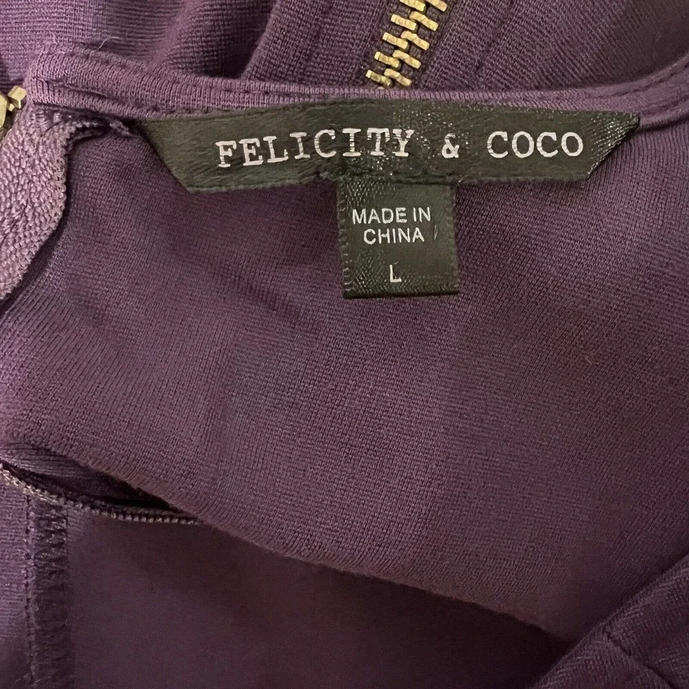 🌵 Felicity & Coco Women's Purple Cap Sleeve Midi Unlined Sheath Dress- Large - Picture 6 of 7